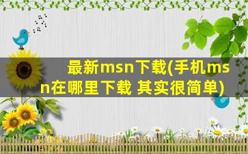 最新msn下载(手机msn在哪里下载 其实很简单)